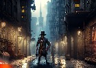Firefly steampunk in einer dunklen Großstadtgasse bei Nacht 81049